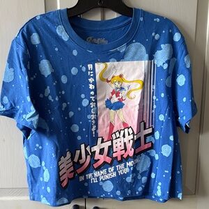 Sailor Moon Blue Paint Splatter Boxy Graphic Tee